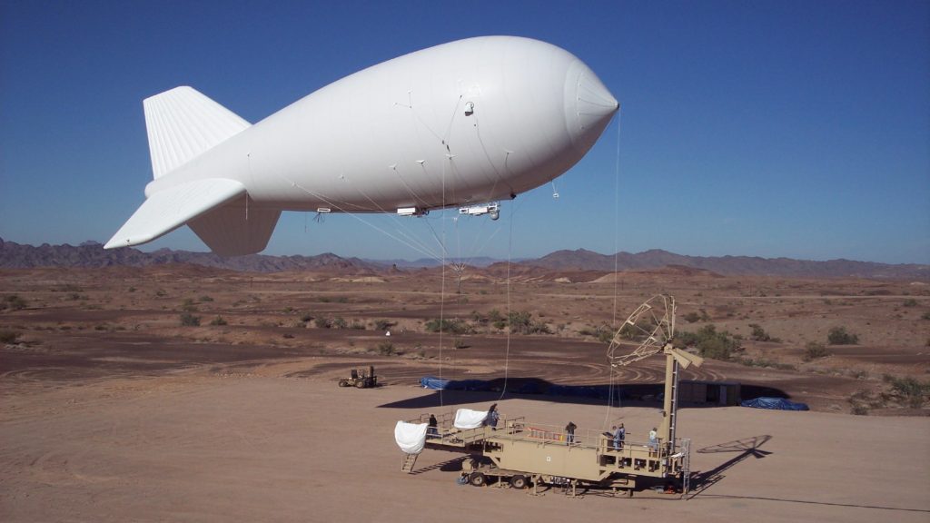 Skyship Services 74K tethered aerostat used for the U.S. Army Persistent Threat Detection System